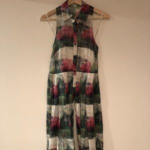 Anthropologie sleeveless bougainvillea dress